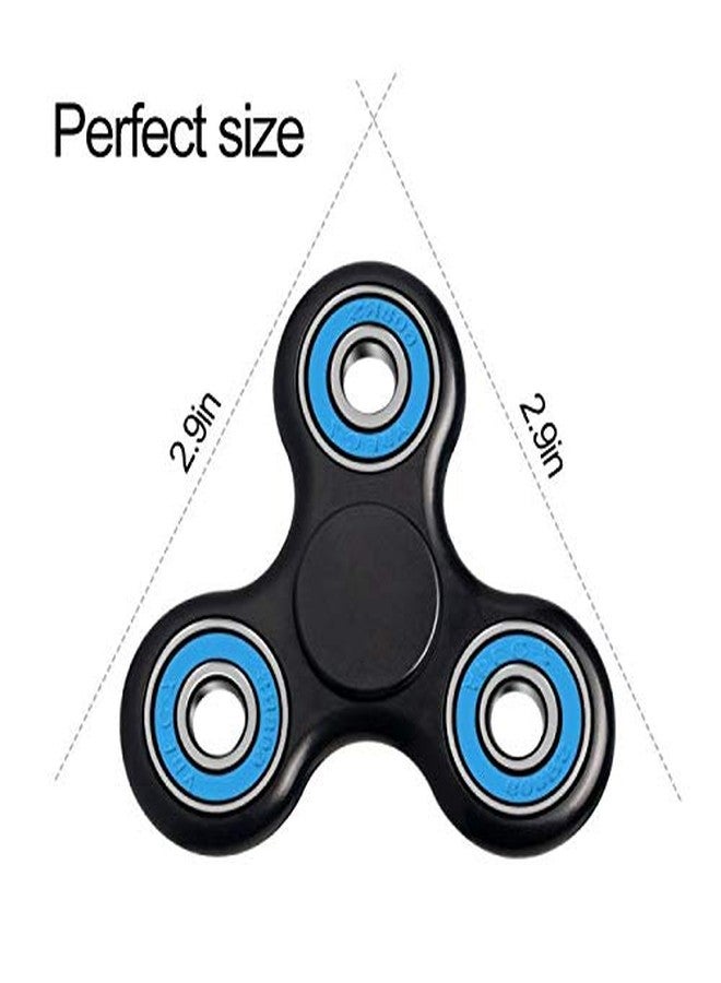Premsons® Hand Spinner Desk Toy - High Speed Smooth Finger Spin Sensory Fidget Stress Relief Game Play for Kids & Adults - Birthday Party Gift - Four Bearing - Black + Blue Bearing - Image 5